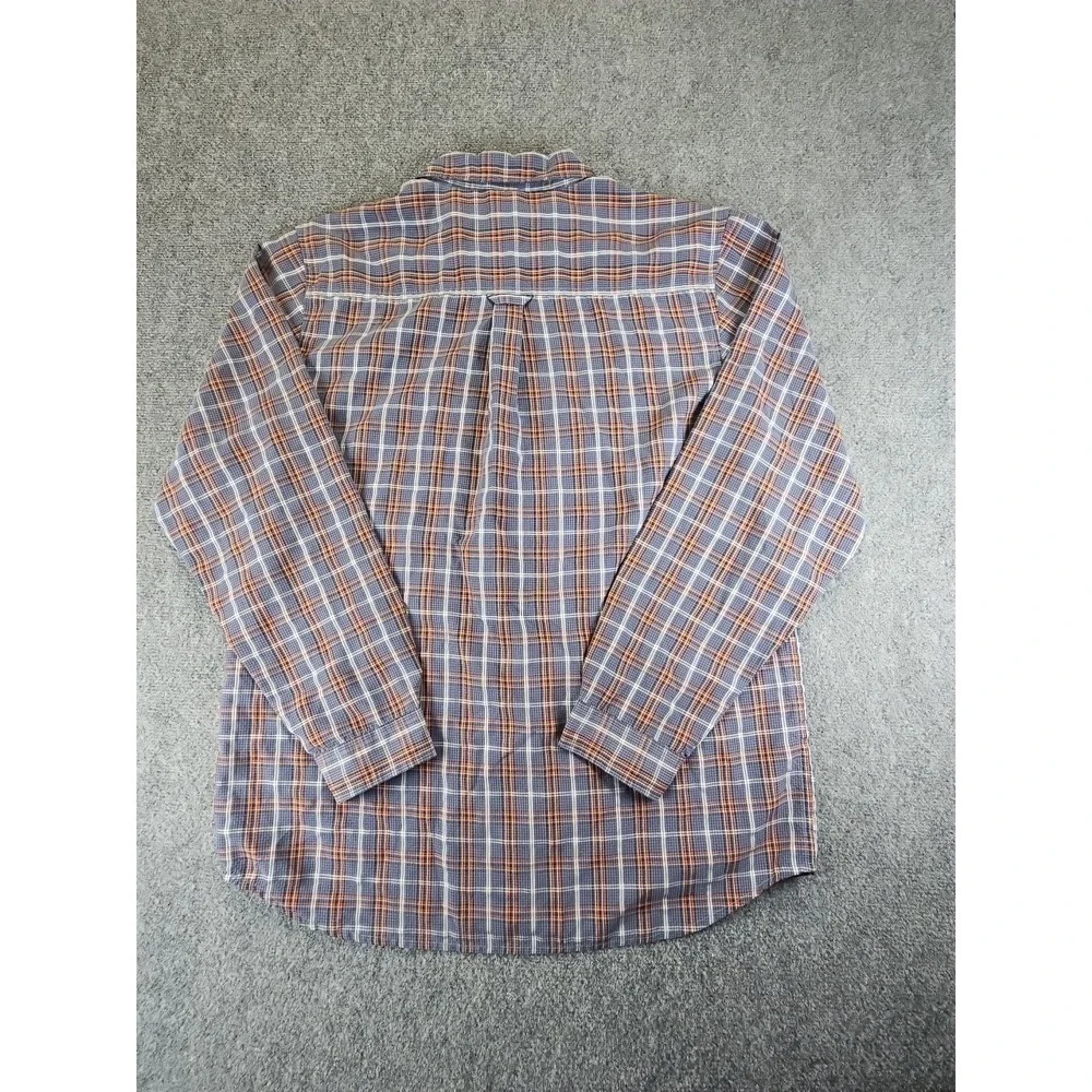 The North Face Long Sleeve Gray Orange Plaid Long Sleeve Shirt Sz L Perfect 1426